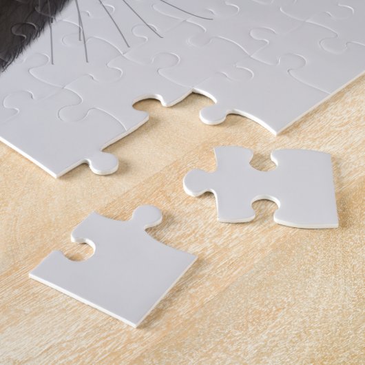 Schwarze Katze mit Teekanne und Eule Puzzle (Seite)