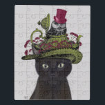 Schwarze Katze mit Teekanne und Eule Puzzle<br><div class="desc">Schwarze Katze mit Teekanne und Schüssel von FabFunky. Eine schwarze Katze mit Teekanne und Eule auf dem Kopf.  | 191545D</div>