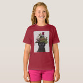 Schwarze Katze mit Teekanne und Eule T-Shirt (Vorne ganz)