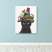 Schwarze Katze mit Teekanne und Schale 2 Leinwanddruck (Insitu (Holzboden))