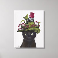 Schwarze Katze mit Teekanne und Schale 2