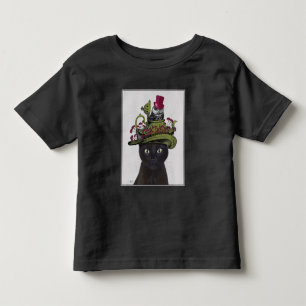 Schwarze Katze mit Teekanne und Schale Kleinkind T-shirt