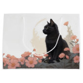 Schwarze Katze mit Text oder ohne Text Große Geschenktüte (Vorderseite)