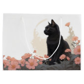 Schwarze Katze mit Text oder ohne Text Große Geschenktüte (Rückseite)