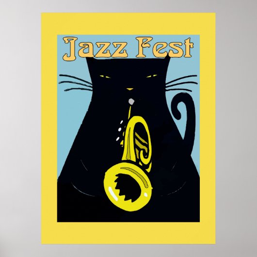 Schwarze Katze mit Trumpet Poster (Vorne)