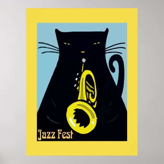 Schwarze Katze mit Trumpet Poster (Vorne)