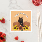 Schwarze Katze mit überquerten Pässen Pumpkins Hal Serviette (Beispiel)