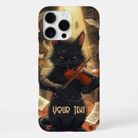 Schwarze Katze mit Violine - Cooler Geiger-Geschen iPhone Hülle (Rückseite)