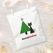 Schwarze Katze mit Weihnachtsbaum Geschenktütchen (Ausgeschnitten)