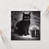 Schwarze Katze mit Weihnachtsgeschenk Karte (Vorderseite/Rückseite Beispiel)