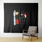 Schwarze Katze mit Weihnachtskostüm der Weihnachts Wandteppich (Beispiel (Horizontal))