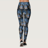 Schwarze Katze mit Weihnachtslichtern Urlaub Leggings (Rückseite)