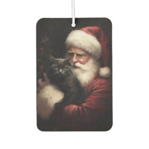 Schwarze Katze mit Weihnachtsmann Weihnachten Autolufterfrischer