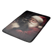 Schwarze Katze mit Weihnachtsmann Weihnachten Badematte (Schrägansicht)