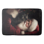 Schwarze Katze mit Weihnachtsmann Weihnachten Badematte (Vorderseite)