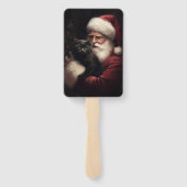 Schwarze Katze mit Weihnachtsmann Weihnachten Fächer (Rückseite)