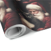 Schwarze Katze mit Weihnachtsmann Weihnachten Geschenkpapier (Rolleneckpunkt)