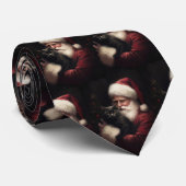 Schwarze Katze mit Weihnachtsmann Weihnachten Krawatte (Gerollt)