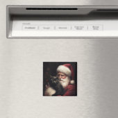 Schwarze Katze mit Weihnachtsmann Weihnachten Magnet (In Situ (Geschirrspüler))
