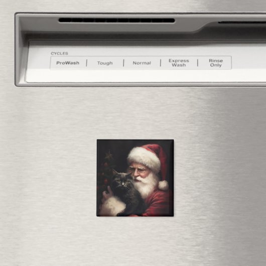 Schwarze Katze mit Weihnachtsmann Weihnachten Magnet (In Situ (Geschirrspüler))