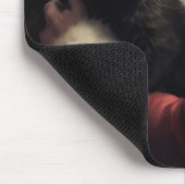 Schwarze Katze mit Weihnachtsmann Weihnachten Mousepad (Ecke)