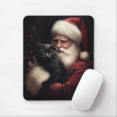 Schwarze Katze mit Weihnachtsmann Weihnachten Mousepad (Mit Mouse)