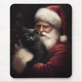 Schwarze Katze mit Weihnachtsmann Weihnachten Mousepad (Vorne)