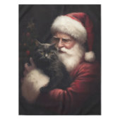 Schwarze Katze mit Weihnachtsmann Weihnachten Tischdecke (Vorderseite)