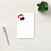 Schwarze Katze mit Weihnachtsmannmütze Post-it Klebezettel (Büro)
