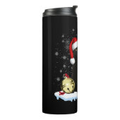 Schwarze Katze mit Weihnachtsmannmütze Weihnachtsk Thermosbecher (Nach links gedreht)