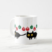 Schwarze Katze mit Weihnachtsschmuck-Tasse Kaffeetasse (Vorderseite Links)