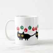 Schwarze Katze mit Weihnachtsschmuck-Tasse Kaffeetasse (Links)