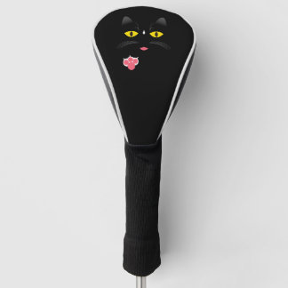 Schwarze Katze mit weißen Kennzeichen Golf Headcover