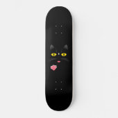 Schwarze Katze mit weißen Kennzeichen Skateboard (Vorderseite)