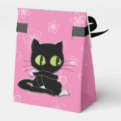 Schwarze Katze mit weißen Socken Geschenkschachtel (Rückseite)