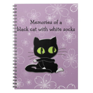 Schwarze Katze mit weißen Socken Notizblock