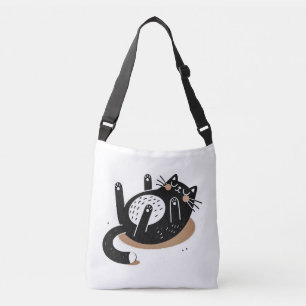 Schwarze Katze mit Whimsikkatze schläft Bauch hoch Tragetaschen Mit Langen Trägern