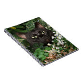 Schwarze Katze mit Wildblumen Notizblock (Rechte Seite)