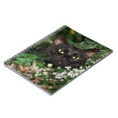 Schwarze Katze mit Wildblumen Notizblock (Linke Seite)