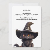 SCHWARZE KATZE MIT WITCHES HAT-Halloween-Party Einladung (Rückseite)