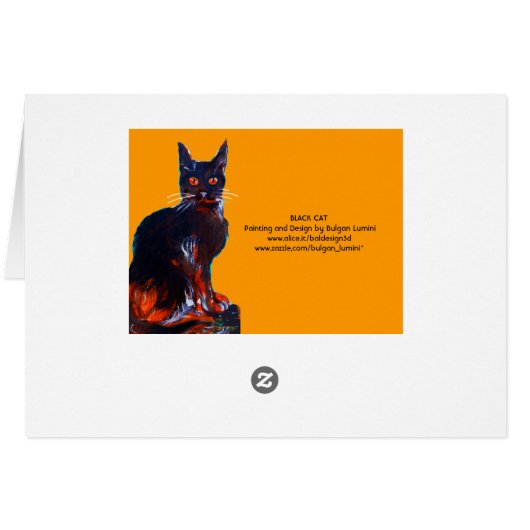 SCHWARZE KATZE MIT WITCHHAT, HALLOWEEN-PARTY (Rückseite Horizontal)