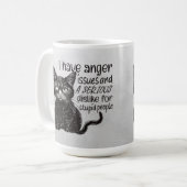 Schwarze Katze mit Wutproblemen Kaffeetasse (Vorderseite Links)