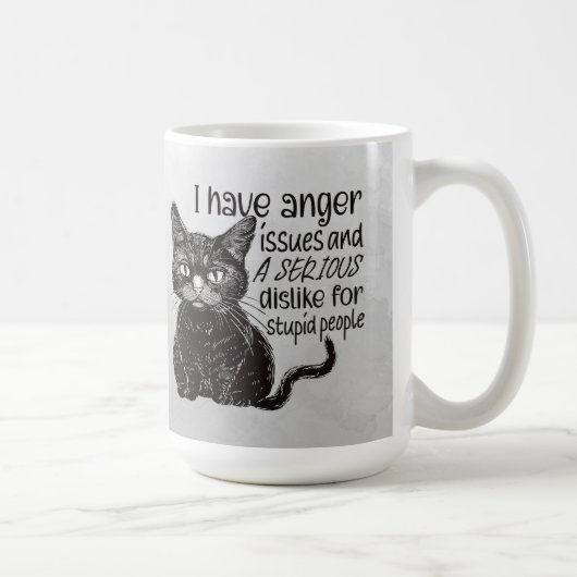 Schwarze Katze mit Wutproblemen Kaffeetasse (Rechts)