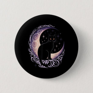 Schwarze Katze Mond Satanismus Dämonisch Teufel He Button