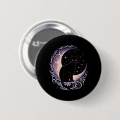 Schwarze Katze Mond Satanismus Dämonisch Teufel He Button (Vorne & Hinten)
