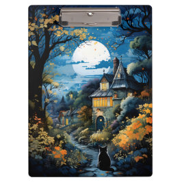 Schwarze Katze - Mondlicht-Stille Klemmbrett