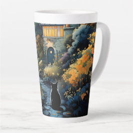 Schwarze Katze - Mondlicht-Stille Milchtasse