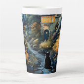 Schwarze Katze - Mondlicht-Stille Milchtasse (Vorderseite)