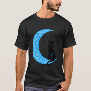 Schwarze Katze Mondsichel Sailor Mom T-Shirt