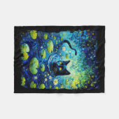 Schwarze Katze Monets Katze Seerose Fleecedecke (Vorderseite (Horizontal))